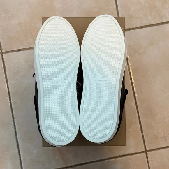 New Burberry Black Leather Sneakers